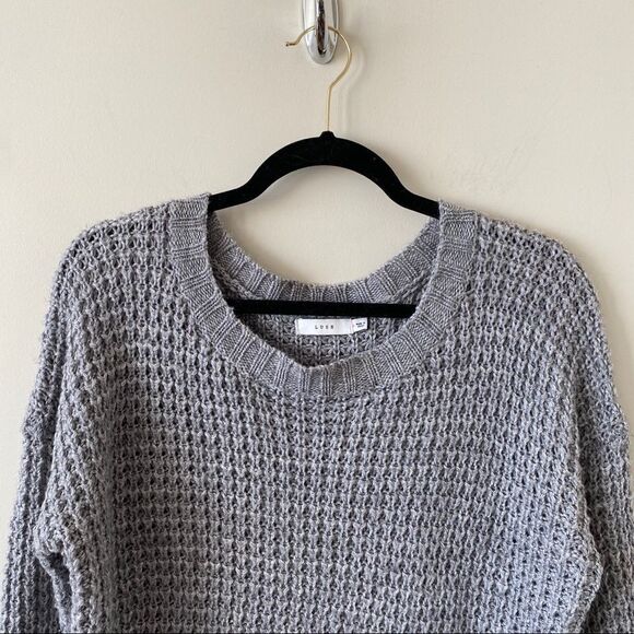 Lush-Grey Chunky Wool Blend Pullover Sweater - Picture 4 of 8